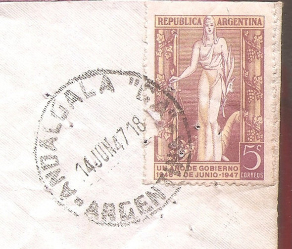 Argentina 1947 Sobre Circulado  Numero 93a 1
