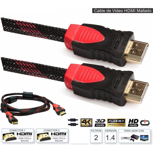 Hdmi Cable 20 Metros Doble Filtro 1.4 3d 4k Mallado Premium 1