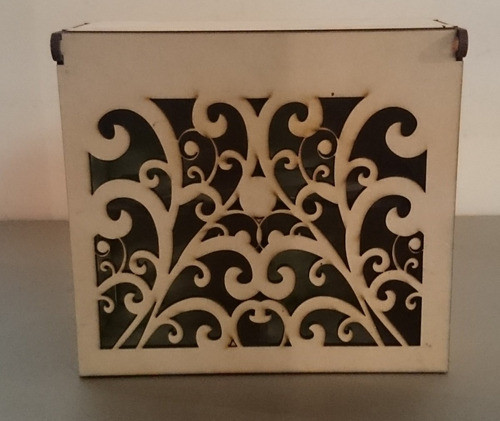 Caja Porta Te X 4 Divisiones Tapa Decorada Cortado Con Laser 0