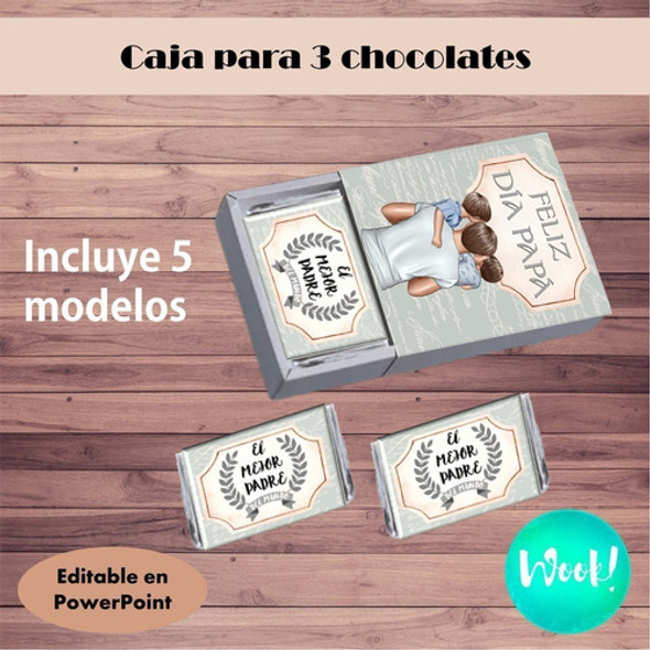 Kit Imprimible Caja 3 Chocolates Día Del Padre Papá Editable 1 Kit Imprimible Caja 3 Chocolates Día Del Padre Papá Editable 1