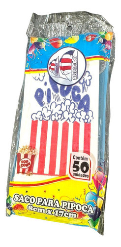 Saco De Papel Para Pipoca Impresso Desenho 8x17cm- Kit 100un 1