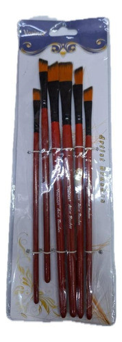 Set De 6 Pinceles (simil Marta) Pelo Angular Mango De Maser 0