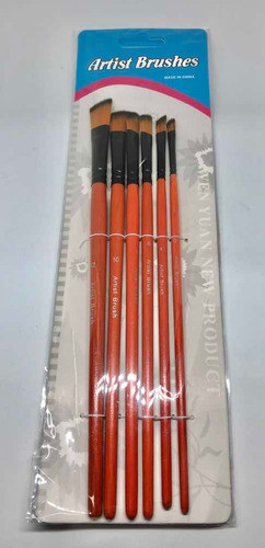 Set De 6 Pinceles (simil Marta) Pelo Angular Mango De Maser 1