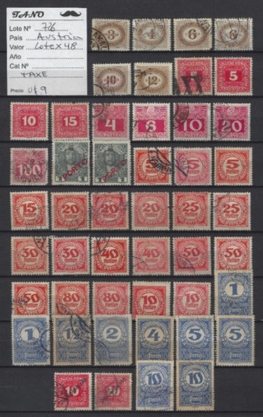 Lote726 Austria Lote De 48 Estampillas Antiguas Impuestos 0