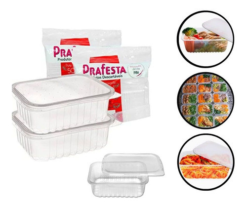 24 Potes 500ml Marmitas Fitness Para Microondas/freezer 0