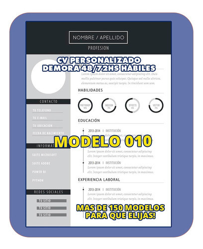 Cv Curriculum Personalizado Profesional + Carta -modelo 010- 0