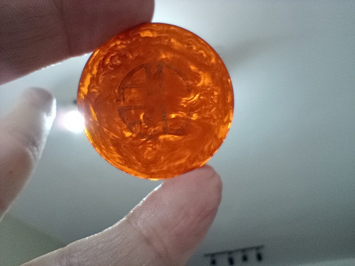 Ficha Antiga De Cassino Galalite Âmbar 38 X 3 Mm Fretegratis 1