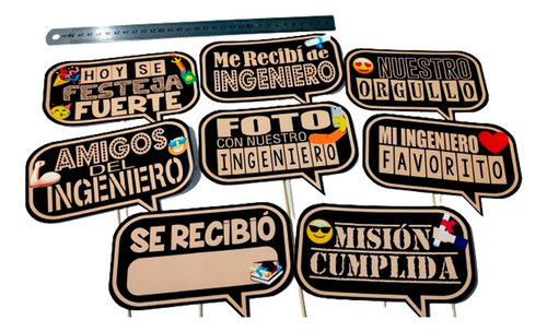 Cartelitos Deco Props Ingeniero Foto Selfies Recibida X8u 0