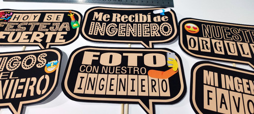 Cartelitos Deco Props Ingeniero Foto Selfies Recibida X8u 1