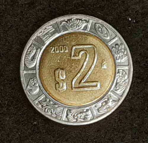 Moneda 2 Pesos Mexicana Año 2000. Muy Bien Conservada. 0