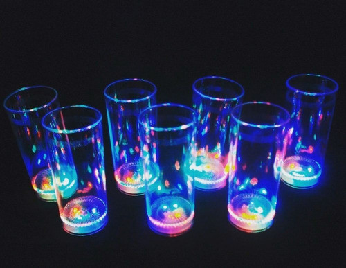 Vasos Trago Largo Luminosos Led Descartables Acrílico X 10 1
