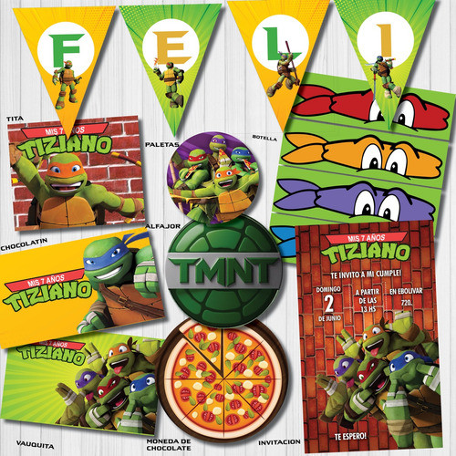 Kit Imprimible Personalizado Tortugas Ninja Candy Deco Invit 0