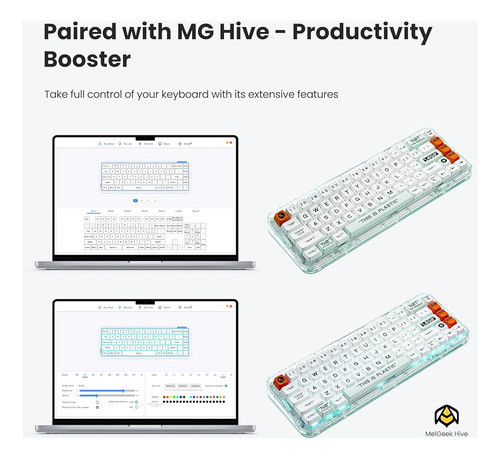 Melgeek Mojo68 Teclado Mecánico Transparente De Plástico Par 1