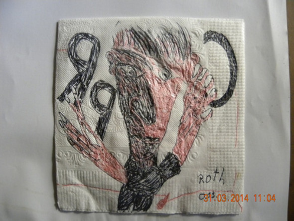 Obra Original De Pedro Roth Dibujo Sobre Servilleta De Papel 0