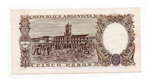 Billete Argentina 5 Pesos Moneda Nacional Bottero 1925 Ex+ 1