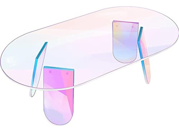 Mesa De Centro Acrílica, Mesa Auxiliar Redonda De Vidrio Iri 0