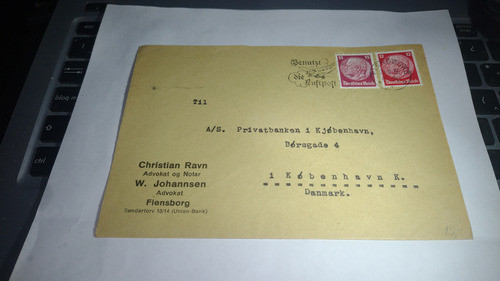 Alemania Sobre Estampilla Circulado A Dinamarca.1935 Abogado 0