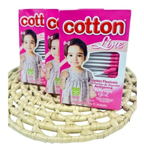 Kit C/ 3 Cotonetes Hastes Flexíveis Menina Rosa 0 Kit C/ 3 Cotonetes Hastes Flexíveis Menina Rosa 0