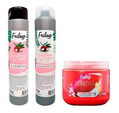 Shampoo Acondicionador Mascara Frilayp Keratina Argan 370cc 0