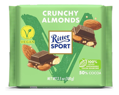 Tableta De Chocolate Ritter Sport Imporado 100g Crunchy Veg 0