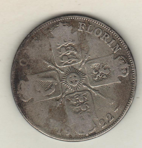 Gran Bretaña Moneda De 1 Florin De Plata Año 1922 Km 817a 1