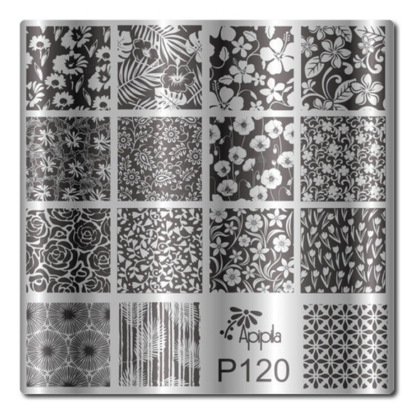 Placa Para Carimbo De Decoração Unhas  P120 Flores. 0