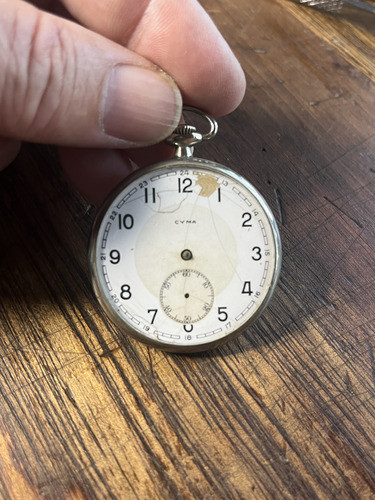 Antigo Relógio De Bolso Cyma Funciona E Para O. Restaurar 1