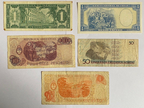 5 Billetes Brasil Argentina Chile Paraguay, Bl236 1