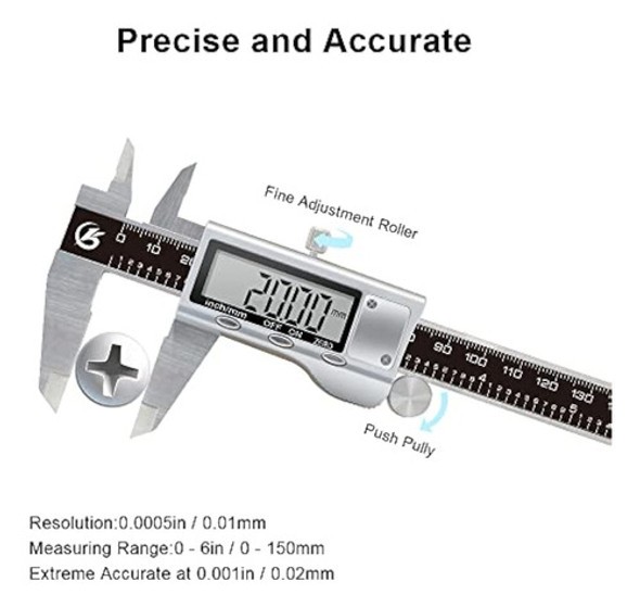 Calibrador Digital De 6 Pulgadas, Herramienta De 1 Calibrador Digital De 6 Pulgadas, Herramienta De 1