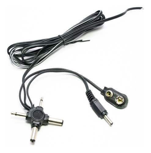10 Cables Dc Transformador Cruz Con 4 Plugs + Plug + 9v 1.8m 0