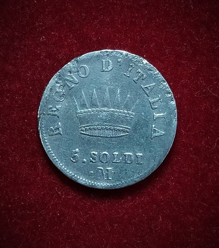 Moneda 5 Soldis Italia 1810 Plata 0.900 Km 5 Napoleon 1