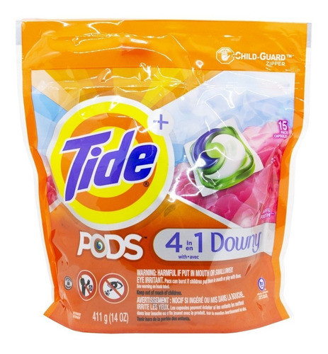 Tide Pods Detergente Ropa Cápsulas 4 En 1 Downy 15u Local 0