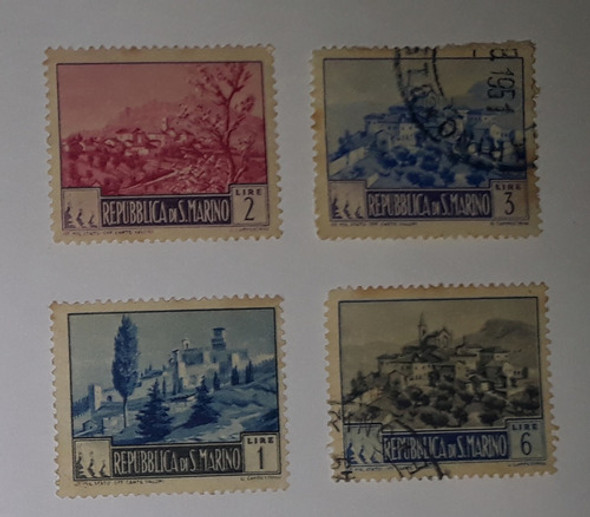 4  Selos Antigos San Marino  -    1951 0