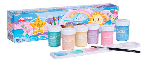 Temperas Artesco Pastel X6 Con Pincel - Goldin Papelería 0