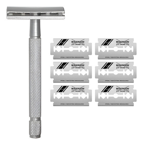 Kit Aparelho De Barbear Clássico Vintage Enox Com 6 Recargas 0