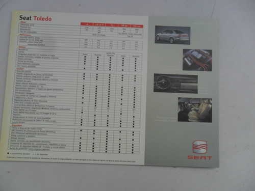 Folleto Publicitario Seat Toledo Auto Clasico No Manual 2000 1