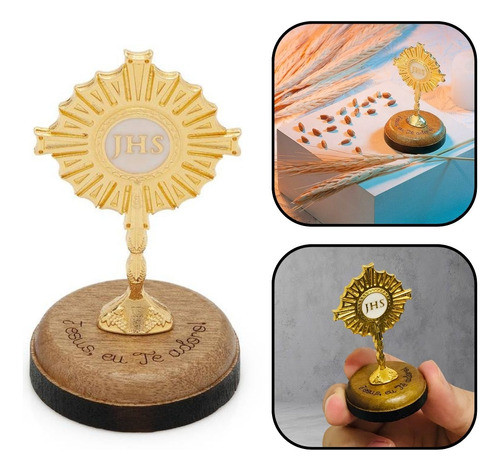 Adorno Enfeite Mini Ostensório Eucarístico Com Pedestal 0