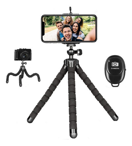 Mini Tripode Flexible Ajustable Universal + Control Remoto 0