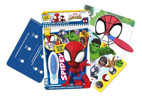 Agua Wow Librito Spidey Marvel Para Colorear + Lápiz Mágico 0