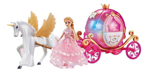 Muñeca En Carroza Con Luz, Sonido Y Accesorios 0