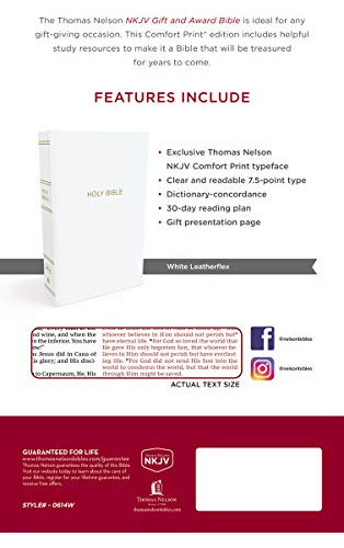 Book : Nkjv, Gift And Award Bible, Leather-look, White, Red 1