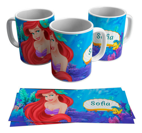 Taza Plástica La Sirenita Sirenas Bajo Del Mar 0