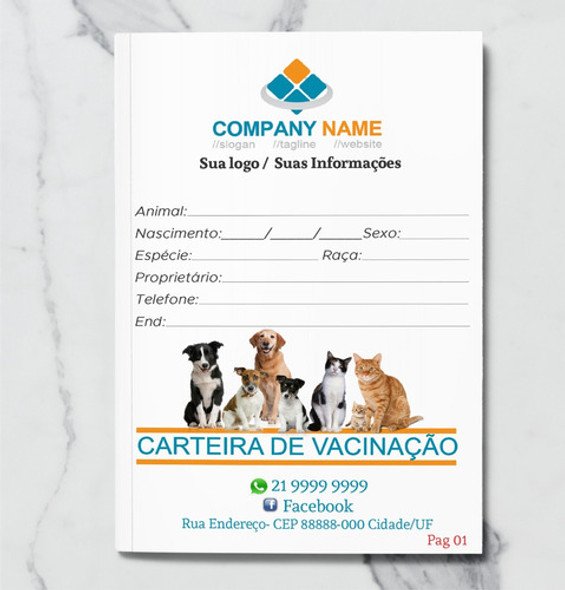 Carteirinha De Vacinação 120 Unidades Veterinaria Pet 4pag. 1