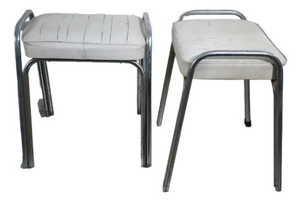 Antiguo Vintage 2 Butacas Tapizado Base Metal 40x40x50cm 0