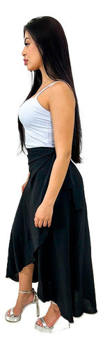 Saia Envelope Longa Transpassada De Amarrar Várias Cores 0