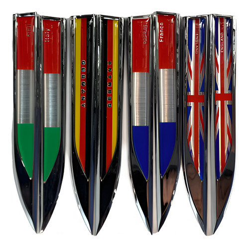 Emblema Insignia Adhesiva Aluminio Italia 15x1.8cm.x Par I20 0