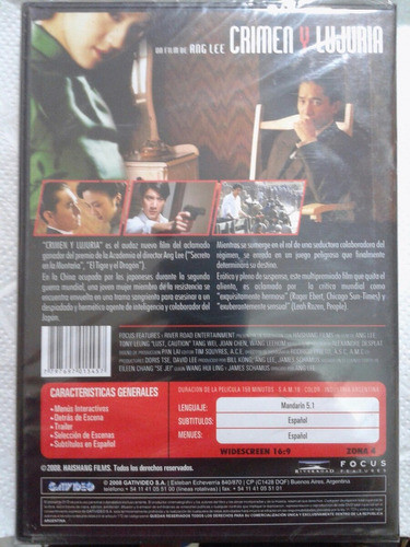 Crimen Y Lujuria - Dvd Nuevo Original Cerrado - Mcbmi 1