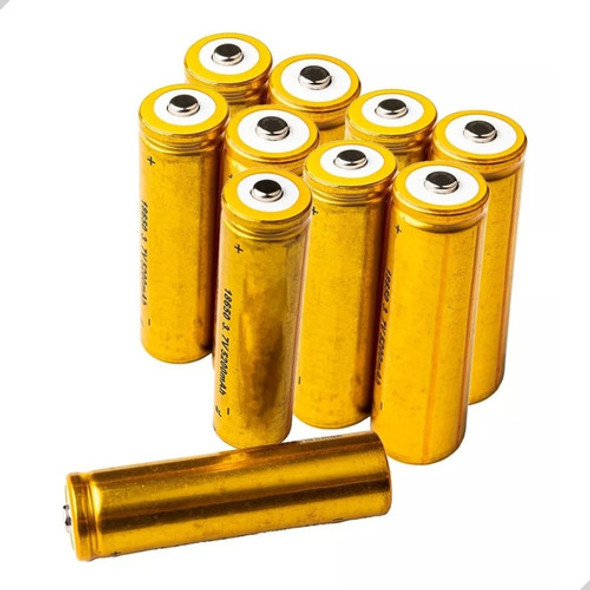Kit 10 Baterias 18650 Gold 8800mah 4.2v Lanterna Tática Led 0