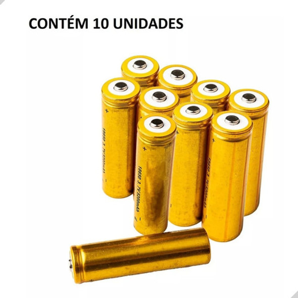 Kit 10 Baterias 18650 Gold 8800mah 4.2v Lanterna Tática Led 1