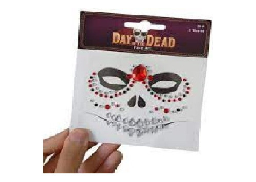 Adesivo Facial C/strass Maquiagem Caveira Mexicana Halloween 0